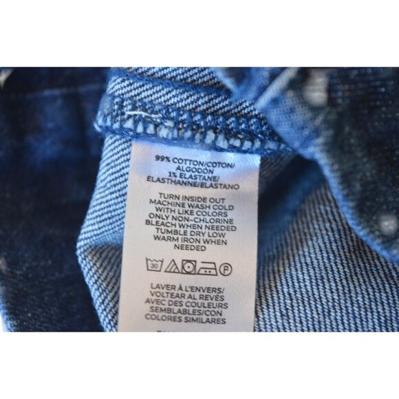 New Loft Denim Pocket Mini Dress Blue Women Size Large Tall Western Cowgirl Boho - Picture 8 of 10